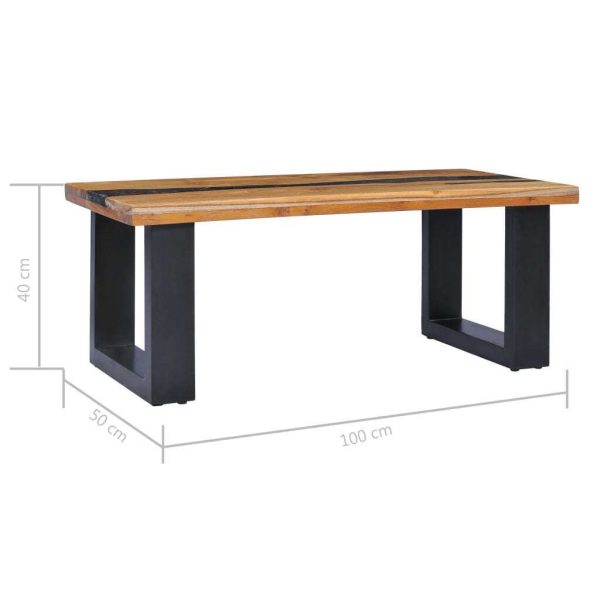 Coffee Table 100x50x40 cm Solid Teak Wood – MULTICOLOUR, Polyresin