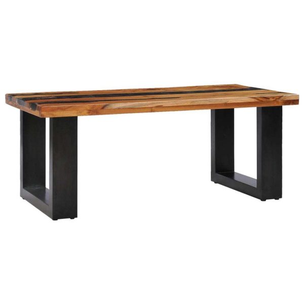 Coffee Table 100x50x40 cm Solid Teak Wood – MULTICOLOUR, Polyresin