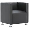 Cube Armchair Faux Leather – Grey