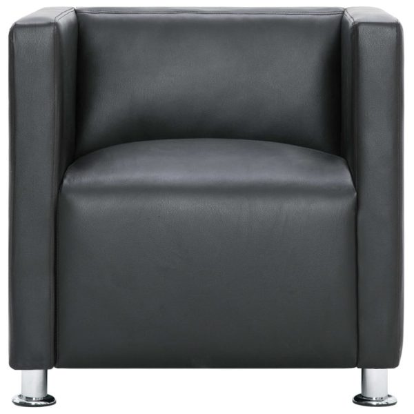 Cube Armchair Faux Leather – Grey