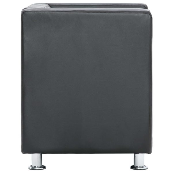 Cube Armchair Faux Leather – Grey