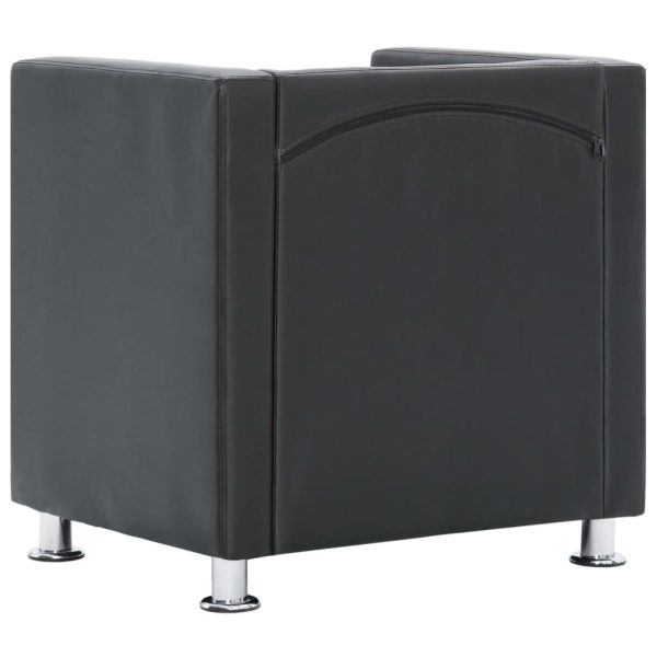 Cube Armchair Faux Leather – Grey