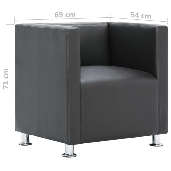 Cube Armchair Faux Leather – Grey