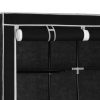 Wardrobe with Compartments and Rods 150x45x175 cm Fabric – Black