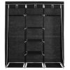 Wardrobe with Compartments and Rods 150x45x175 cm Fabric – Black