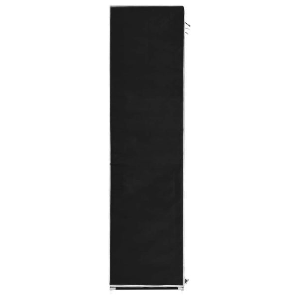 Wardrobe with Compartments and Rods 150x45x175 cm Fabric – Black