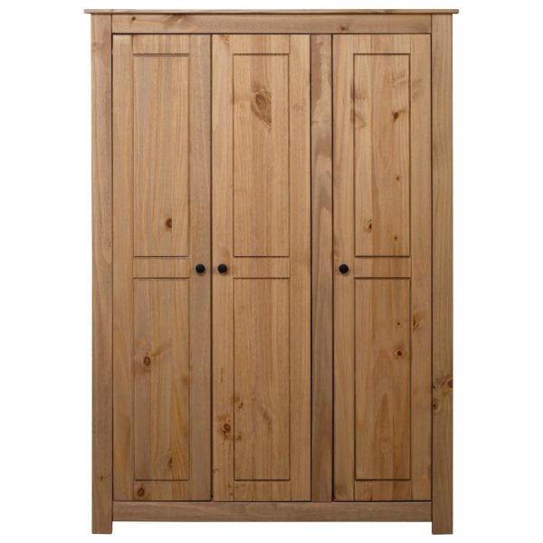 3-Door Wardrobe Pine Panama Range – 118x50x171.5 cm, Brown