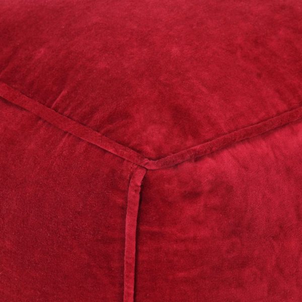 Pouffe Cotton Velvet 40x40x40 cm – Ruby Red