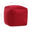 Pouffe Cotton Velvet 40x40x40 cm – Ruby Red