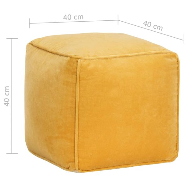 Pouffe Cotton Velvet 40x40x40 cm – Yellow