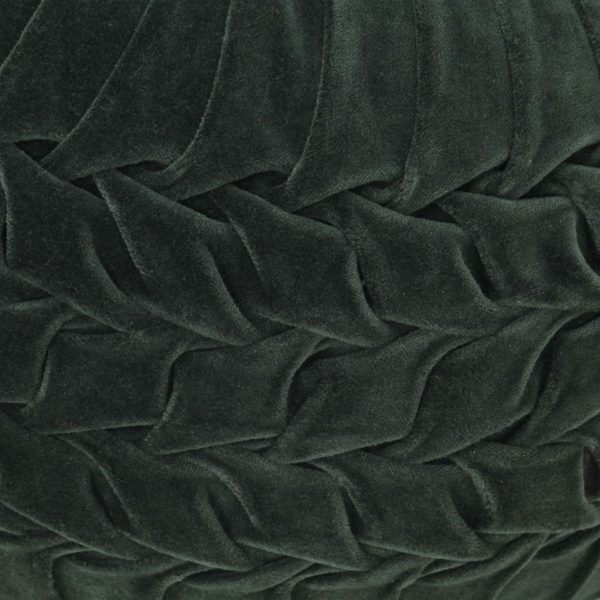 Pouffe Cotton Velvet Smock Design 40×30 cm – Green