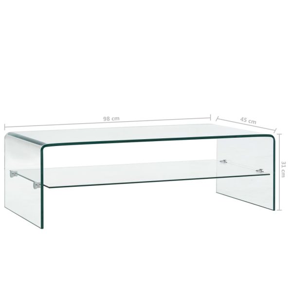 Coffee Table Clear Tempered Glass – 98x45x31 cm