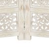 Carneys Hand carved 4-Panel Room Divider 160×165 cm Solid Mango Wood – White