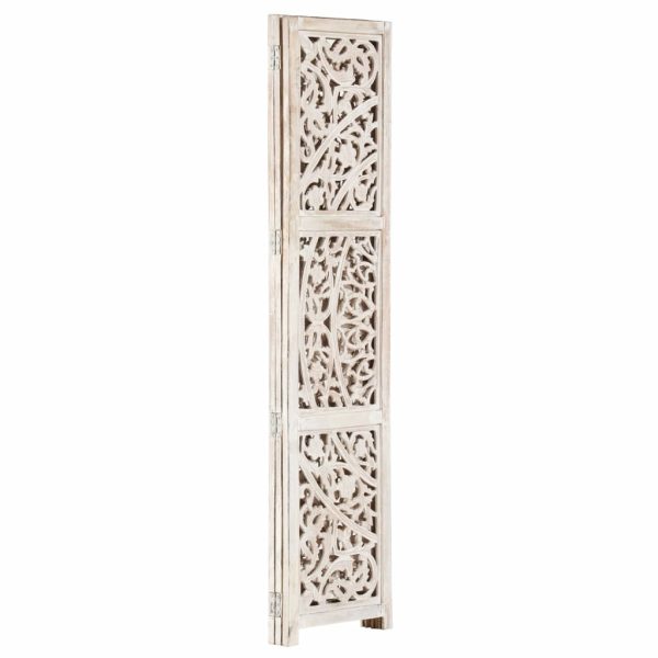 Petaluma Hand carved 3-Panel Room Divider 120×165 cm Solid Mango Wood