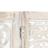 Petaluma Hand carved 3-Panel Room Divider 120×165 cm Solid Mango Wood – White