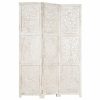 Petaluma Hand carved 3-Panel Room Divider 120×165 cm Solid Mango Wood – White