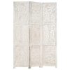 Petaluma Hand carved 3-Panel Room Divider 120×165 cm Solid Mango Wood – White