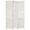 Petaluma Hand carved 3-Panel Room Divider 120×165 cm Solid Mango Wood – White