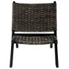 Relaxing Chair Natural Kubu Rattan and Solid Mahogany Wood – Black