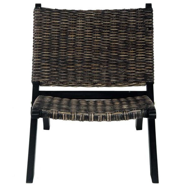 Relaxing Chair Natural Kubu Rattan and Solid Mahogany Wood