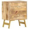 Amsterdam Bedside Cabinet 40x30x50 cm Solid Mango Wood – Light Brown and Brass
