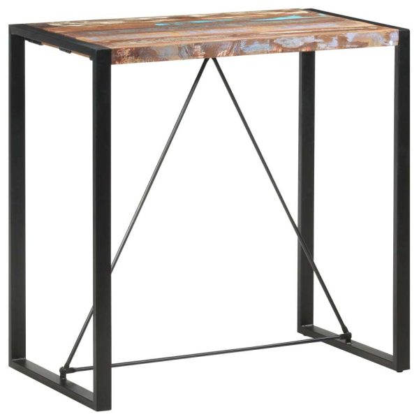 Bar Table Solid Mango Wood – 110x60x110 cm, MULTICOLOUR