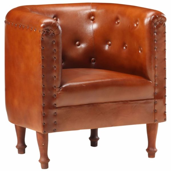 Tub Chair Real Leather – Brown