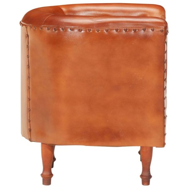 Tub Chair Real Leather – Brown