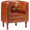 Tub Chair Real Leather – Brown