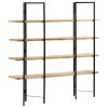 4-Tier Bookcase Solid Mango Wood – 160x35x160 cm