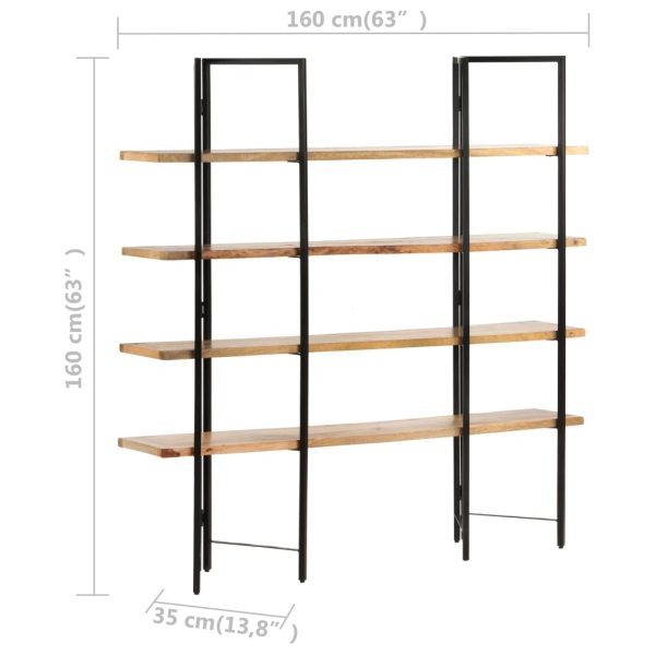 4-Tier Bookcase Solid Mango Wood – 160x35x160 cm