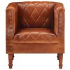 Tub Chair Real Goat Leather – Brown