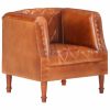 Tub Chair Real Goat Leather – Brown