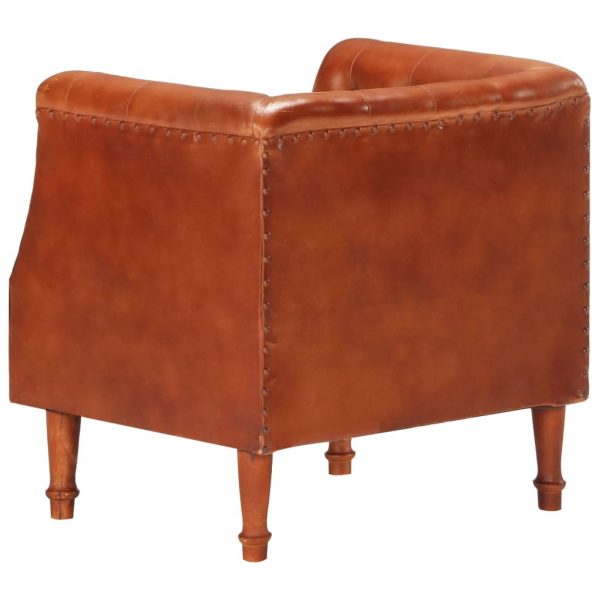 Tub Chair Real Goat Leather – Brown