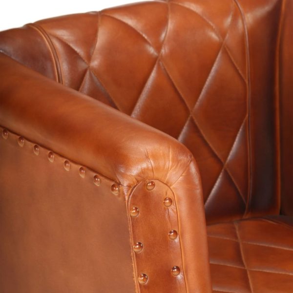 Tub Chair Real Goat Leather – Brown