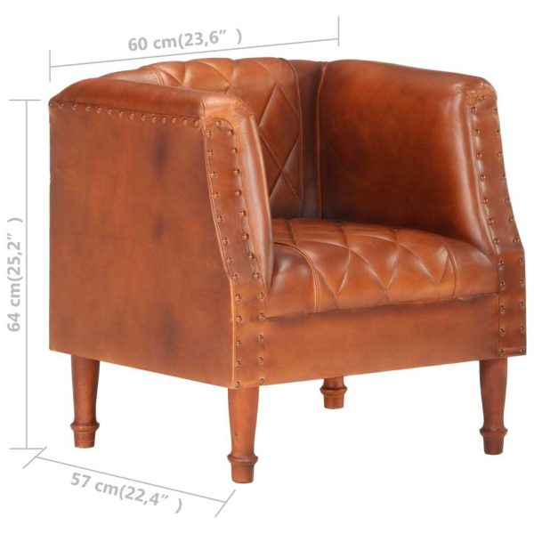 Tub Chair Real Goat Leather – Brown