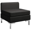 Hicksville Sectional Footrest with Cushion Farbic – Black, Middle Sofa