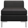 Hicksville Sectional Footrest with Cushion Farbic – Black, Middle Sofa