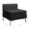 Hicksville Sectional Footrest with Cushion Farbic – Black, Middle Sofa