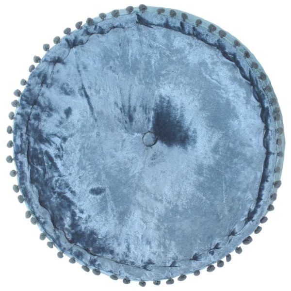 Round Pouffe Velvet 40×20 cm – Blue