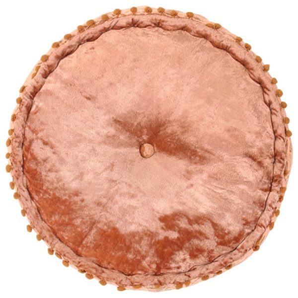 Round Pouffe Velvet 40×20 cm – Rust