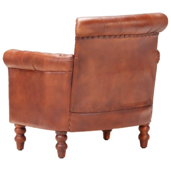 Armchair Real Goat Leather – Brown