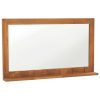 Wall Mirror with Shelf Solid Teak Wood – 100x12x60 cm