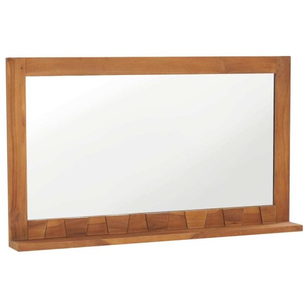 Wall Mirror with Shelf Solid Teak Wood