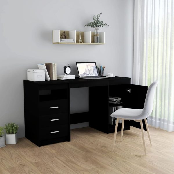 Desk 140x50x76 cm Engineered Wood – Black