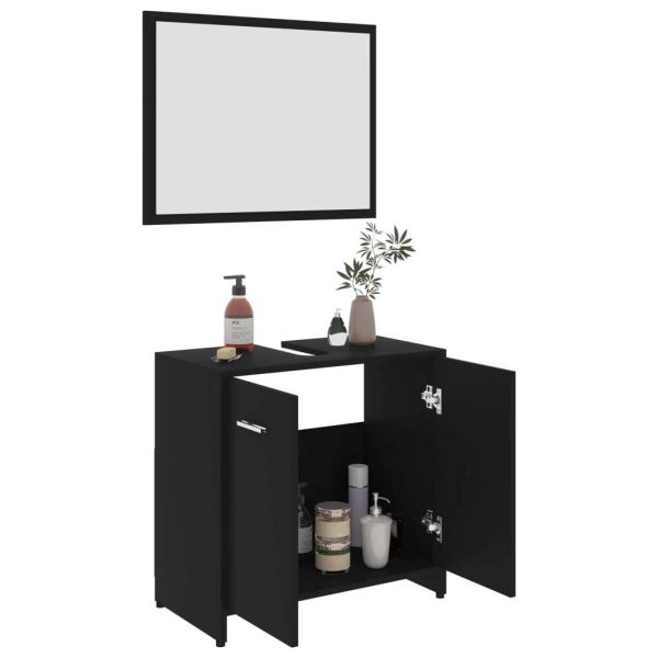 4 Piece Bathroom Furniture Set Engineered Wood – Black