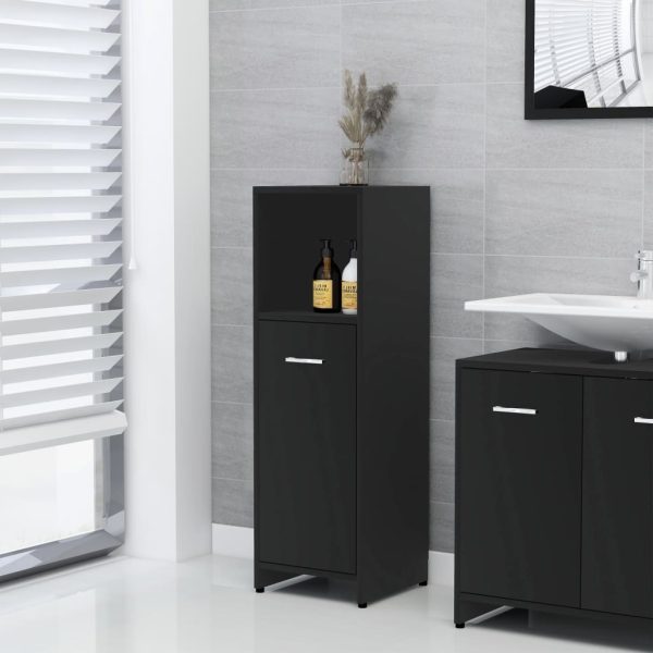 4 Piece Bathroom Furniture Set Engineered Wood – Black