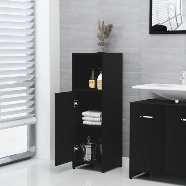 4 Piece Bathroom Furniture Set Engineered Wood – Black