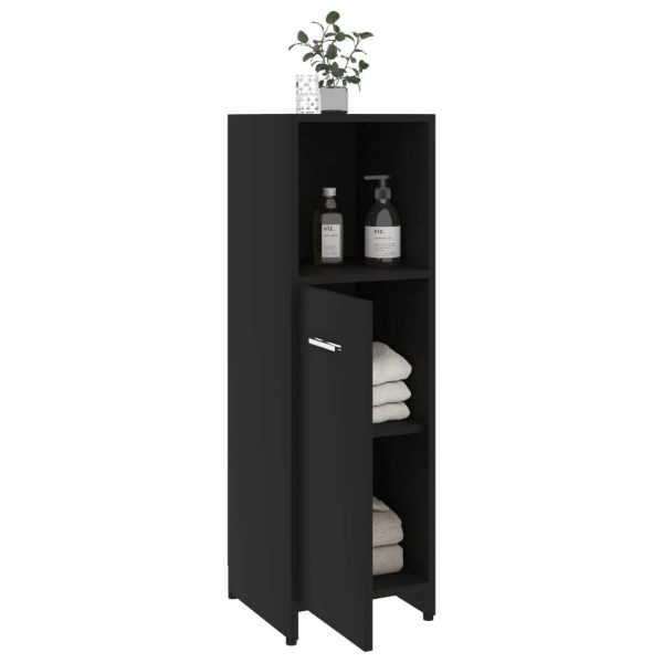 4 Piece Bathroom Furniture Set Engineered Wood – Black