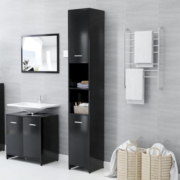 4 Piece Bathroom Furniture Set Engineered Wood – Black